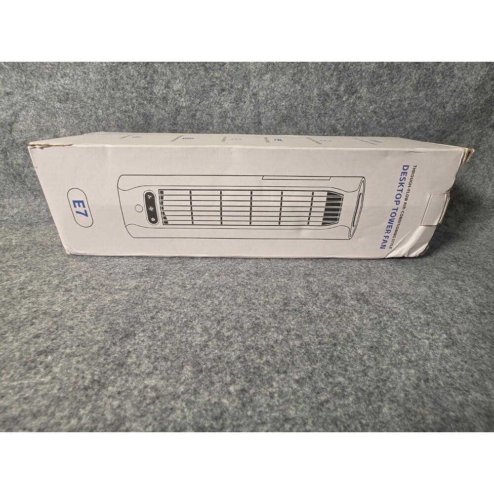 E7 Desktop Tower Fan – Gray/Blue – 3-Speed
